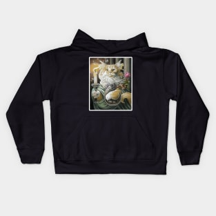 Candle Light Cat - White Outlined Version Kids Hoodie